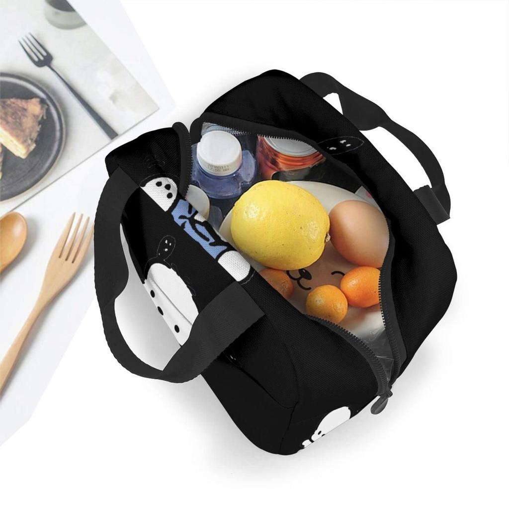 Pochakko Insulated Lunch Bag with Clasp Bento Cooler Bag with Soft Cooler Bag Closure, Black, Box, Insulated, Zipper, Compact, Bag, Tote/Eco