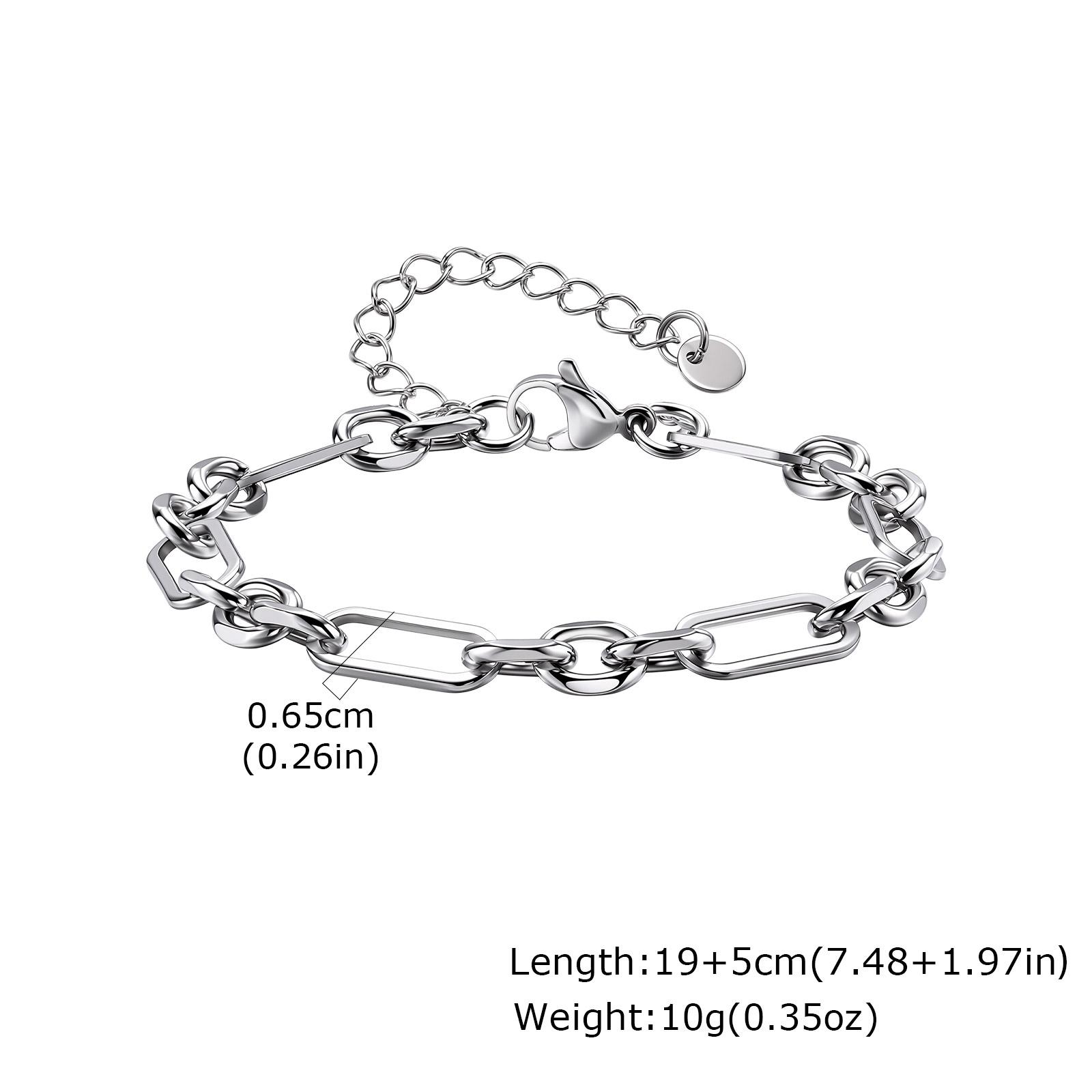 

Men s Minimalist Classic Square Chain Bracelet Silver Color Adjustable Links Wristband Stylish Punk Jewelry Gifts
