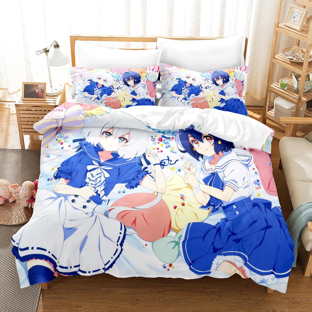Hot Cartoon Zombie Land Saga Themed Bedding Kit Breathable Zipper Duvet Cover Pillowcases Cozy Home Bedroom Decoration