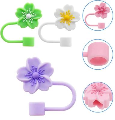 2/4 Stück Strohhalm-Abdeckkappe für Stanley 10mm Wiederverwendbare Strohhalm-Spitzen Deckel Blumen Spitzenabdeckungen Tassen Zubehör,Silikon Strohhalm Topper