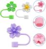 2/4pcs Straw Cover Cap for Stanley 10mm Reusable Straw Tips Lids Flowers Tip Covers Cup Accessories,Silicone Straw Topper