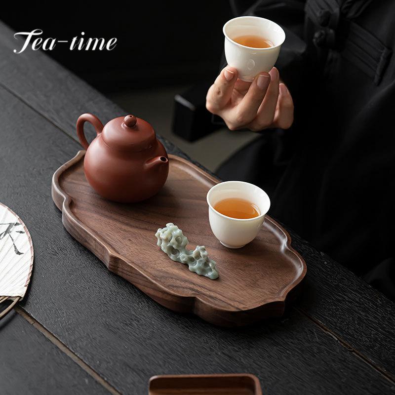 High-End Schwarznuss-Holz Trockenbrüh-Tisch Teetablett Topfhalter Topfbasis Antiker Trockenaufgusstisch Chinesische Tee-Dekorationen