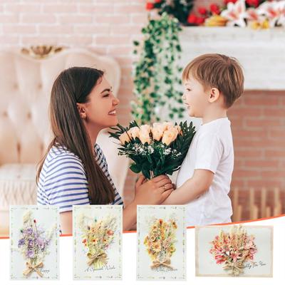 Mother's Day Carnation Dried Flower Greeting Card Mother's Day Birthday Card