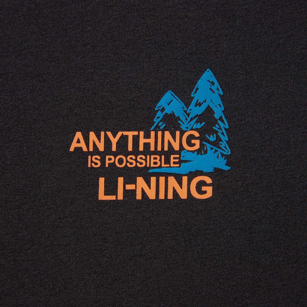 Li-Ning Comfortable Letter Print Round Neck Loose Short Sleeve T-Shirt Men Tops Black AHSV365-1