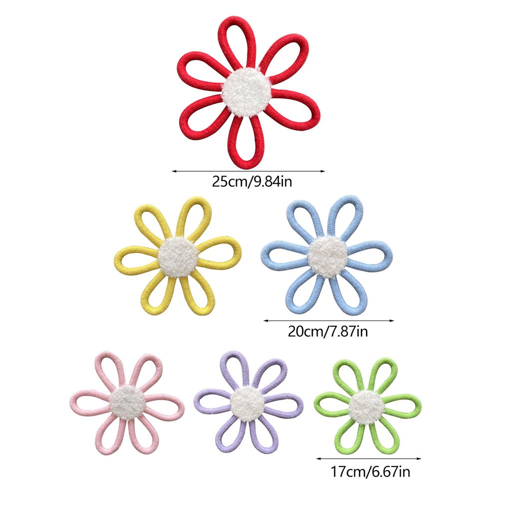 6Pcs Cotton Rope Flower Nursery Wall Decors Kid Room Decorations for Girl Woven Colorful Flower Ornaments Wall Hangings