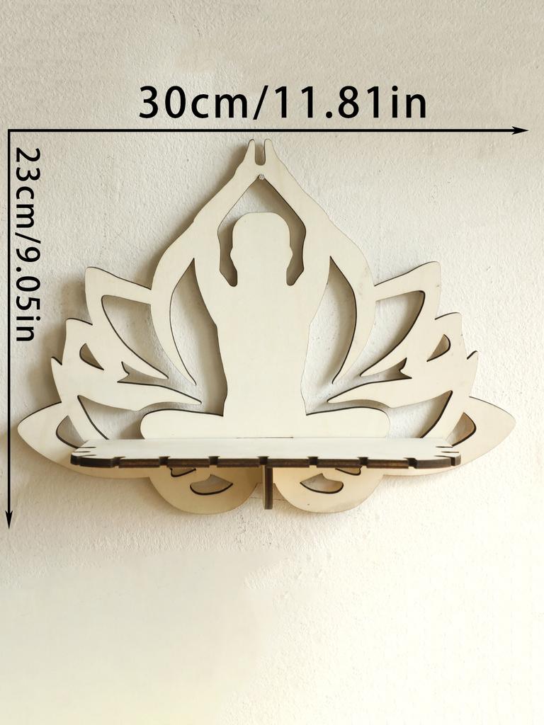 Lotus Ccrystal Shelf Display Black Wooden Wall Shelves Boho Floating Wall Shelf for Bedrooms Offices Living Room Aesthetic Gift