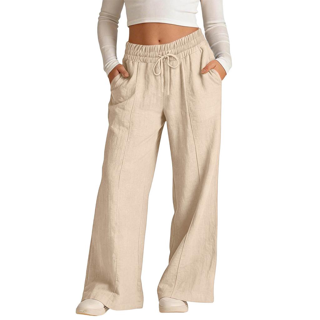 Loose Fit Wide Leg Casual Pants for Kids Adjustable Waistband Drawstring Closure Lightweight Fabric Unisex Design Suitable for Everyday Wear