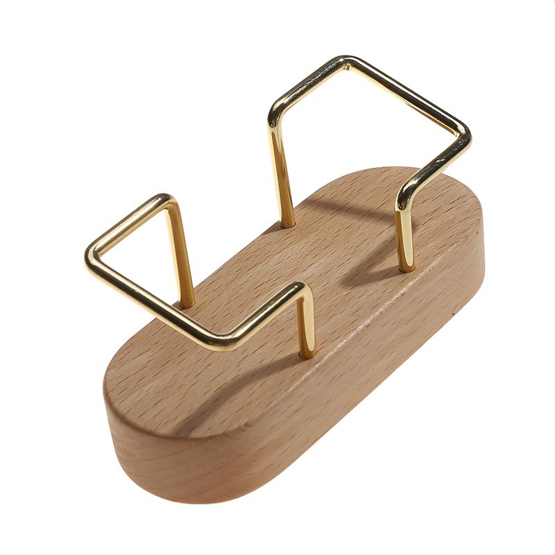 Card Storage Business Card Holder Walnut Wood Tabletop Shelf Wooden Card Rack Beech Wood Metal Cards Display Stand
