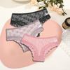 FINETOO 3PCS Women's Lace Panties Sexy Perspective Underwear Briefs Female Solid Color Hollow Out Lingerie Floral Intimates S-XL