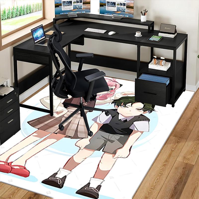 1pc Pink Hair Girl Chair Mat: Anime Cartoon Design, Non-Slip Carpet for Office, Home Decor - Suitable for All Seasons.Q003