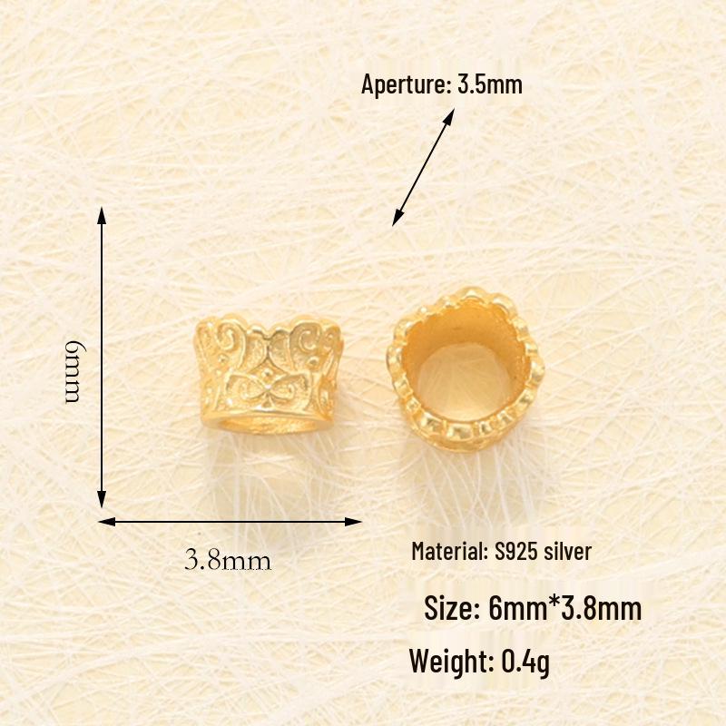 S925 Gold-Plated Silver Hollow Heart Smiley Face Bead Spacer for DIY Bracelet Accessories.