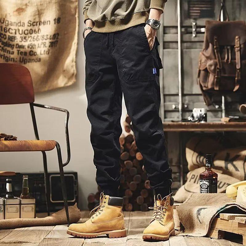 

Мужской свободный тяжелый комбинезон 2024 года для весны и осени: Универсальные повседневные брюки 3XL чёрный