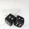 Fluffy Plush Dice for Car Mirror - Retro Square Miller - Pair of Hanging