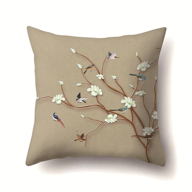 Leaves, Geometric Branches, Sofa Pillowcase, Single-sided Office Cushion Cover, Living Room Pillowcase, Biker Waist Pillowcase