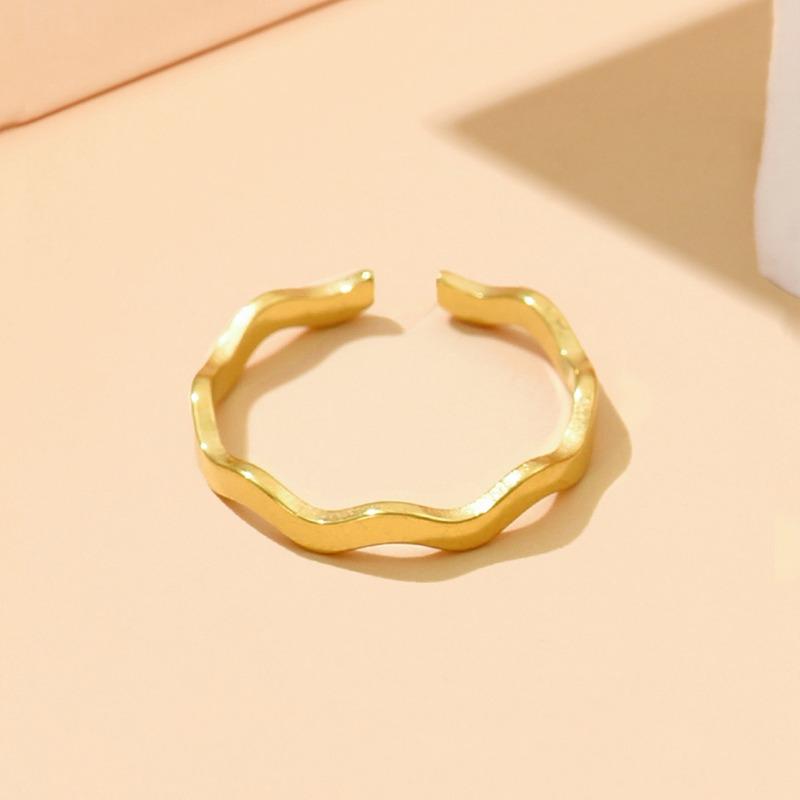 Simple Mobius plain ring ring Versatile wind geometric wave opening stainless steel ring
