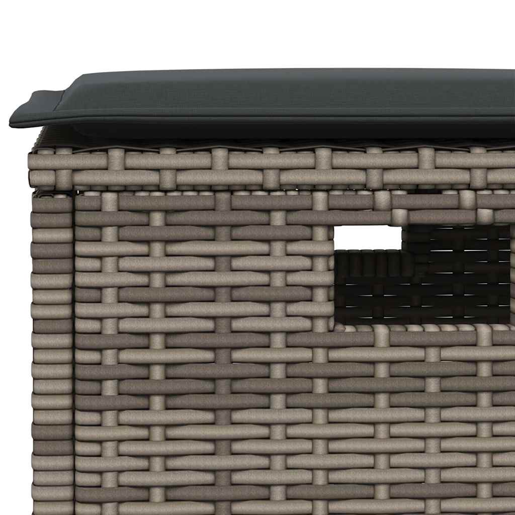 5 Piece Outdoor Dining Set with Cushions Grey Poly Rattan