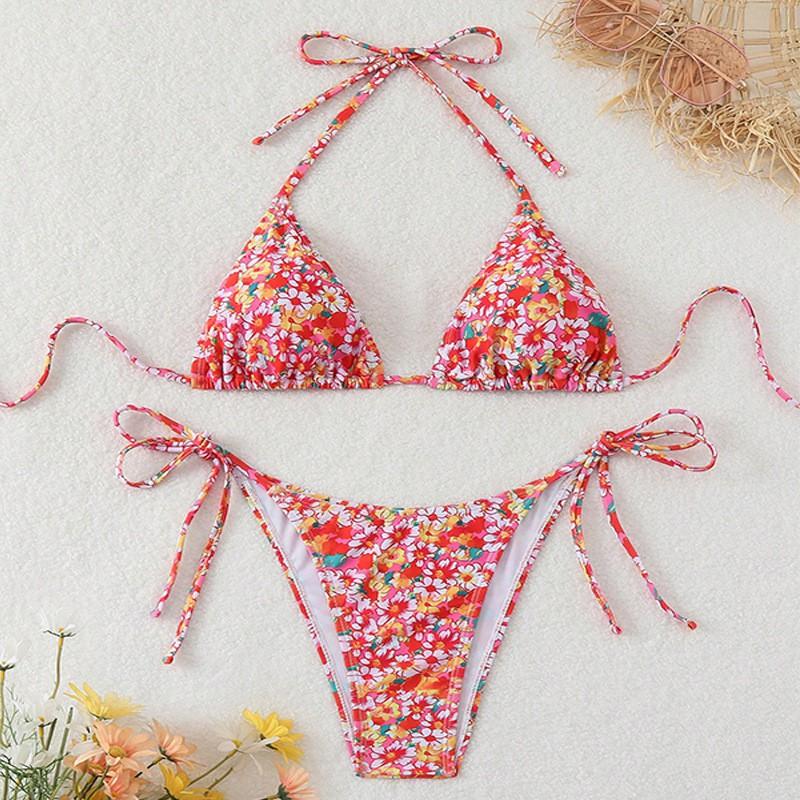 Floral Swimsuit Women s Neck Tie Hot Sexy Beach Bikini M