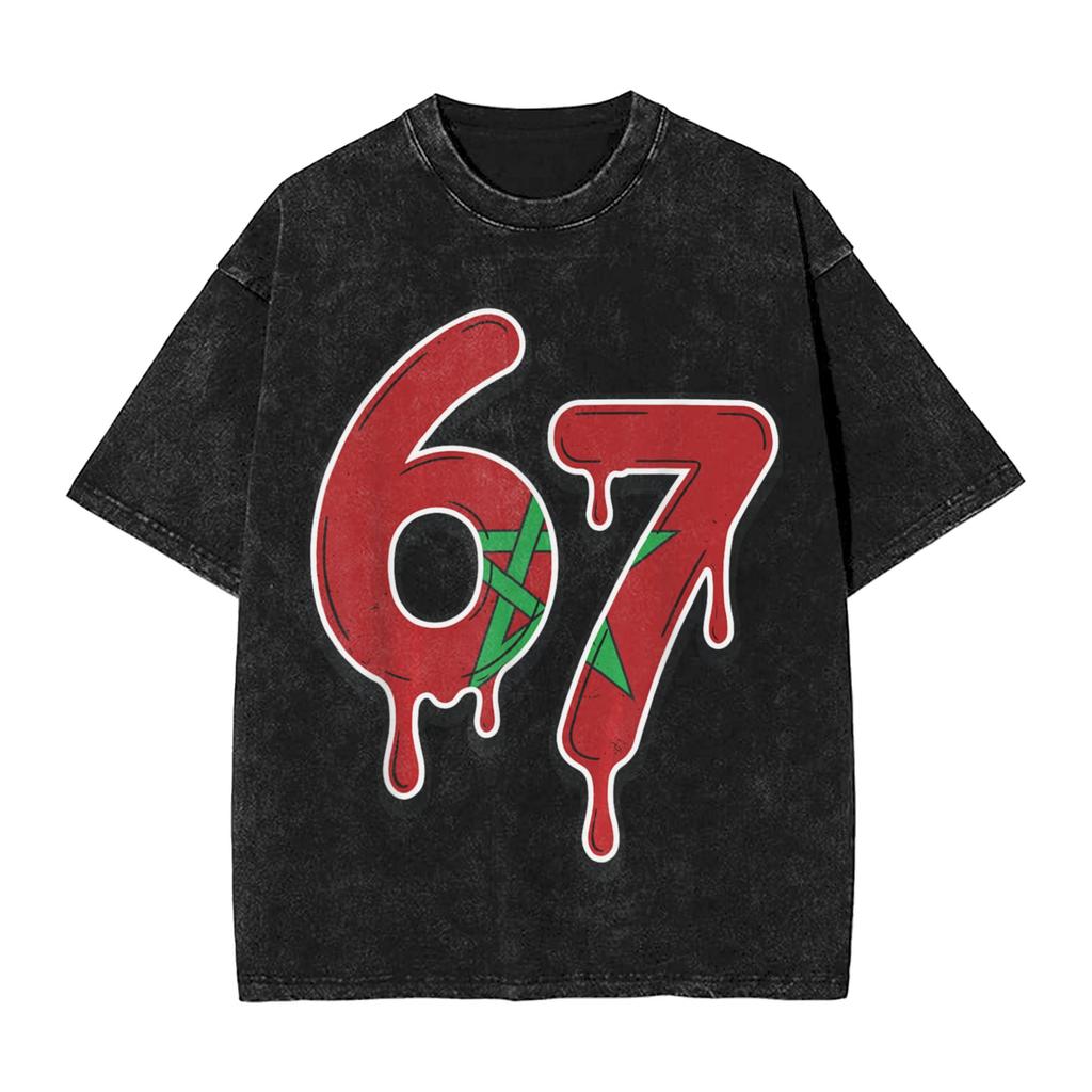 Morocco Flag Moroccan Washed T Shirts Streetwear Novelty TShirts Tees for Men Women Short Sleeve Harajuku Graphic Printed