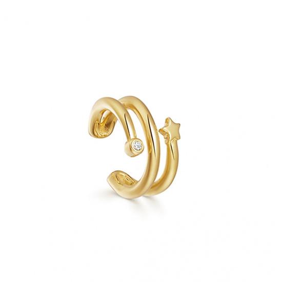 Plated 18K Gold C-Shaped Zircon No Ear Piercing Ear Clips Suit Minimalist Push Stack Ear Clips Popular Fashion Jewelry for Women