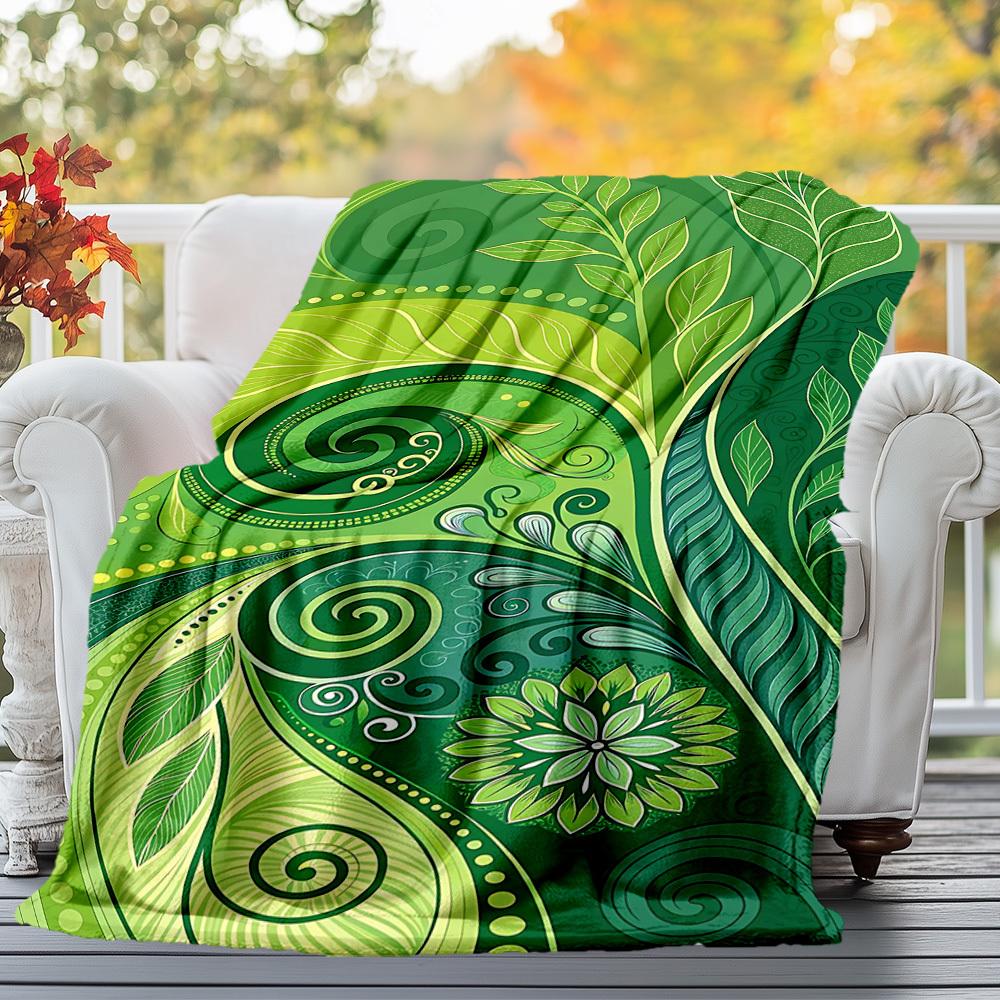 1PC leaf patternOutdoor Flannel Blanket - Soft Plush Decor for Picnics, camping, Bedroom, Playroom, Office, or Lunch Break 1352A