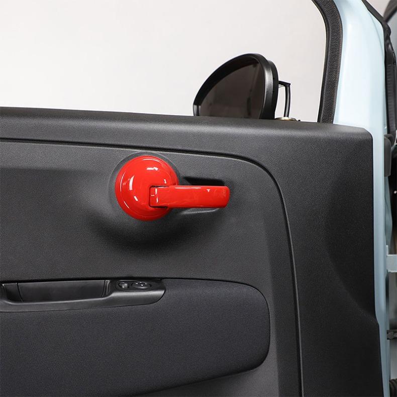 ABS Carbon Fiber Car Interior Door Handle Decoration Cover Stickers Trim For Fiat 500 Abarth 595 2010-2024 Auto Accessories