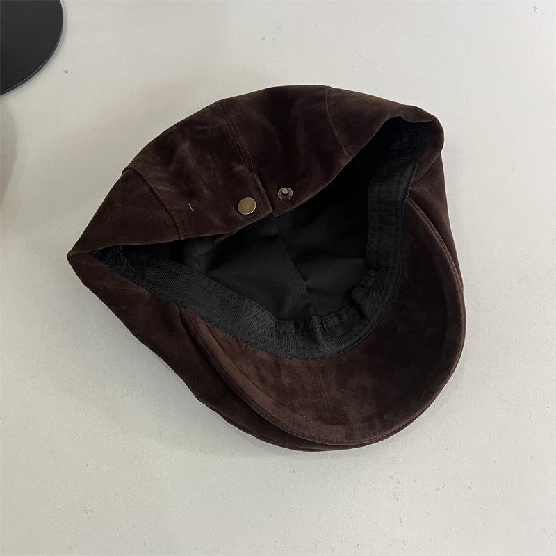 

Retro washed matte leather forward hat autumn and winter men s and women s solid color casual fashion street literature cap M（56-58cm） хакі