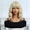 Short Wavy Blonde Bob Wig with Bangs for Women Synthetic Hair Daily Party Halloween
