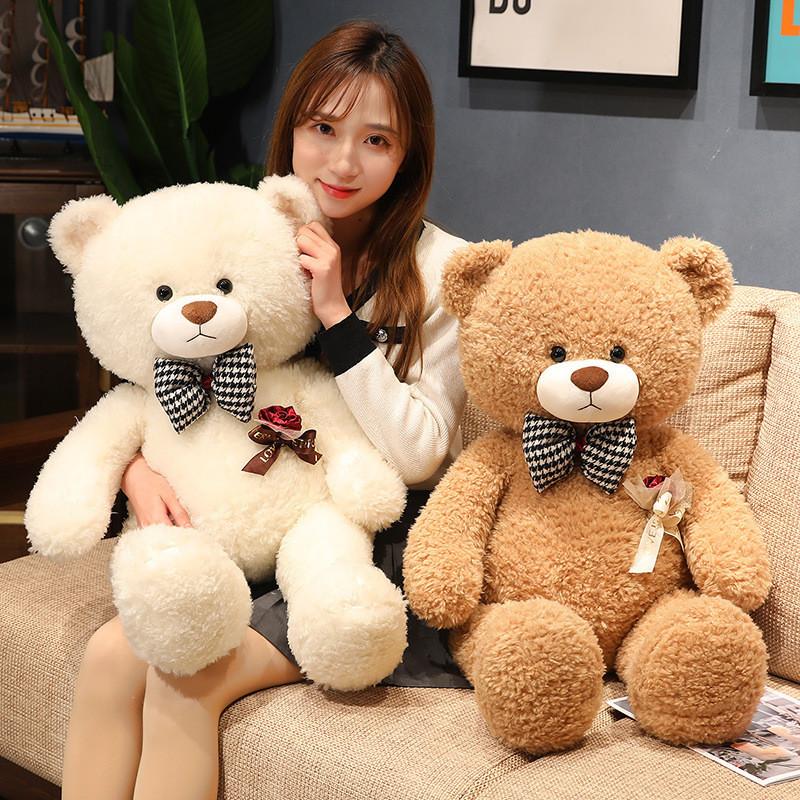 Cartoon Bear Rose Plush Toy Cute Bow Tie Send Girl Valentine Day Children Gift