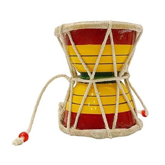 Shape Round Damru Musical Instrument, Mahadev Puja, Kirtan, Bhajans of Good Quality