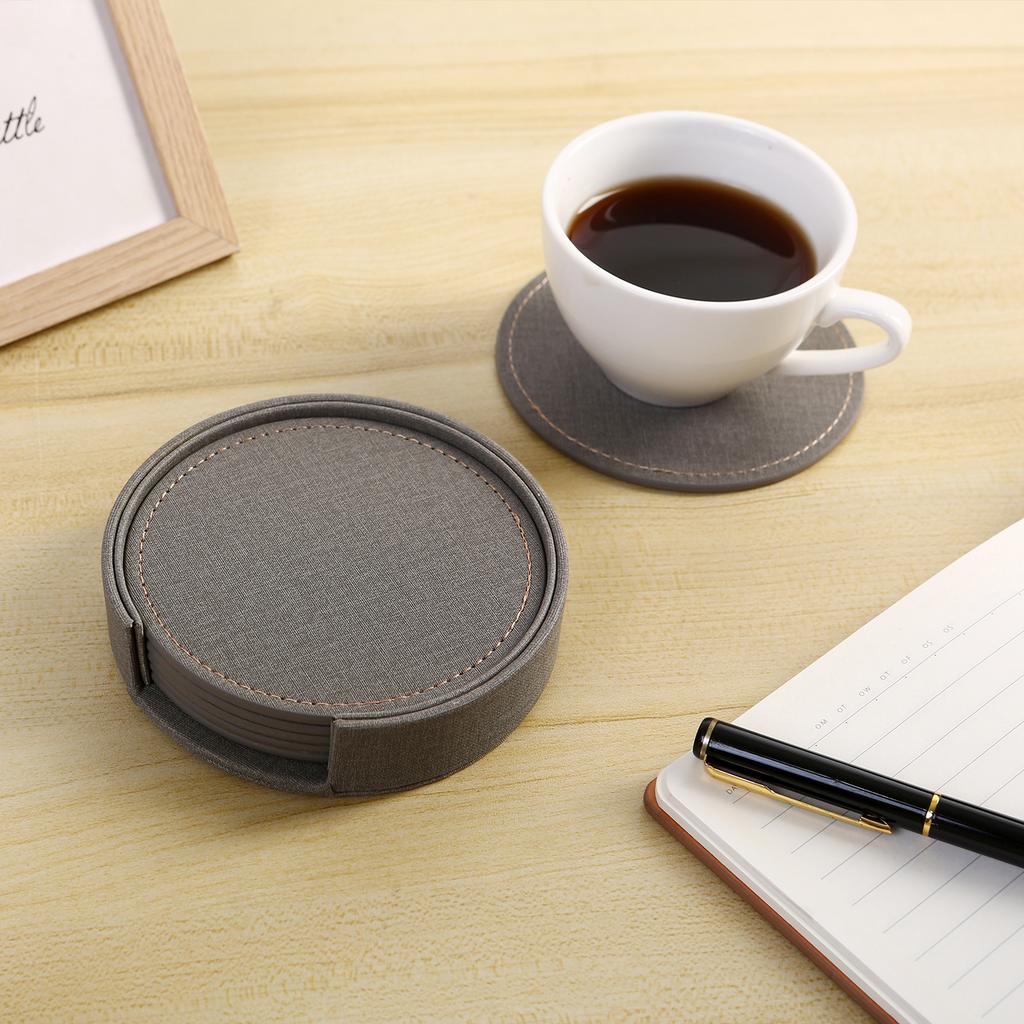 6 Stück Holzmaserung Leder Untersetzer Wasserdicht Hitzebeständig Antihaft Platzsets Tee Kaffeetasse Heim Bar Theke Heimdekor