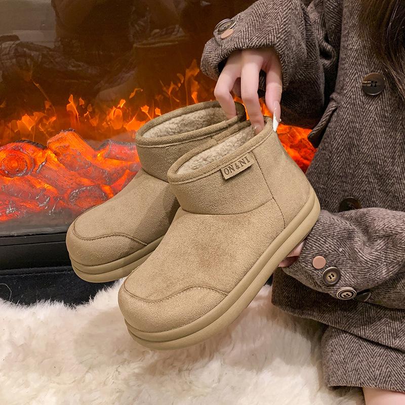 Women's Fashion Lightweight Soft Sole Winter Warm Fur One Snow Boots Padded Lined Non-slip Casual Sports Cotton Boots