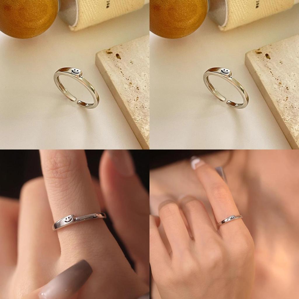 Copper Highquality Fashionable Smiley Face Ring With Adjustable Open Design Women For