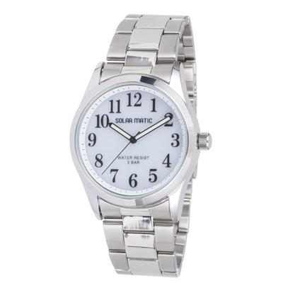 Klefer Analog Solar Waterproof Watch with Metal Silver Men's Band, SM-AM167-WTS,