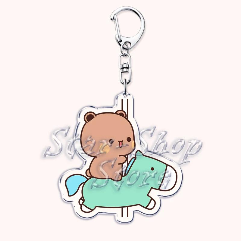 

Lovely Bubu Eat Dudu Keychains Love Couple Grey Bear Panda Yier Keyring for Accessories Bag Key Chain Jewelry Fans Lover Gifts