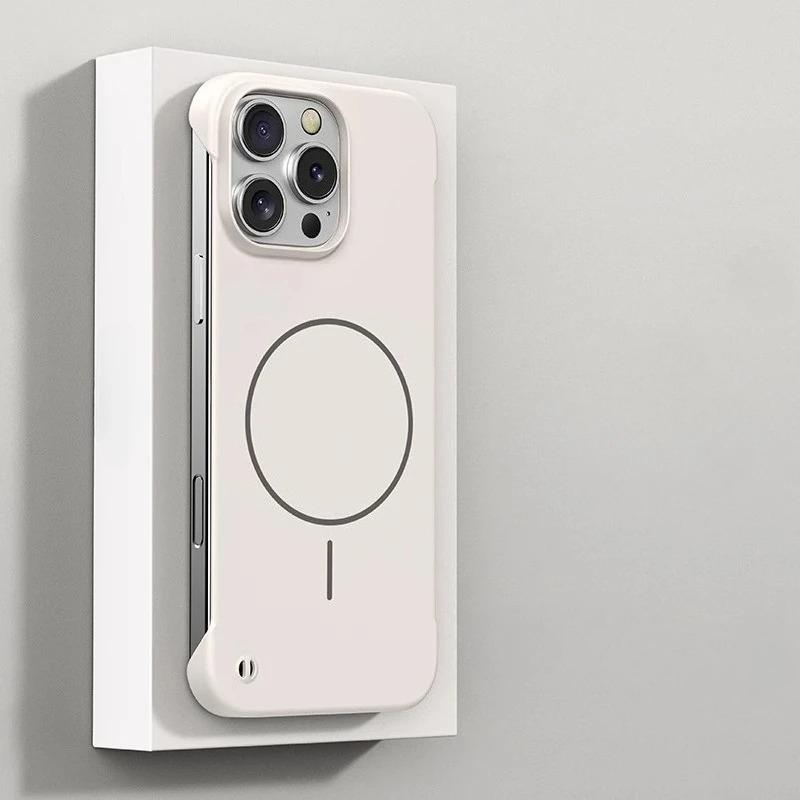 

Чехол для iPhone 16E Magsafe Frameless Shockproof Case для iPhone 16 Pro Max 16Plus 15 14 13 Pro Max Ultra Thin Wireless Charging Hard Cover iPhone 13 белый