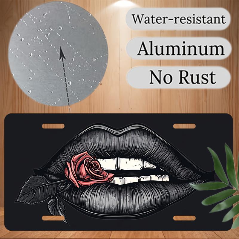 BLACK LIPS RED ROSE GRUNGE AL Sign Vintage Durable Metal Plaque Wall Decor Gothic Edgy Home Office Bar Man Cave Wall Art