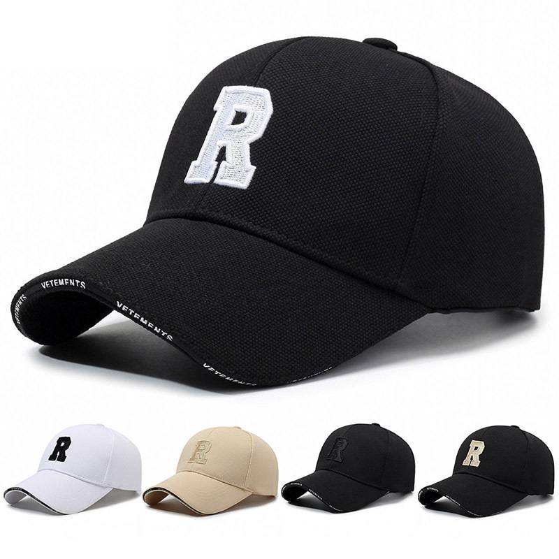 Embroidered R Letter Baseball Cap Adjustable Sun Protection Outdoor Hat Sports