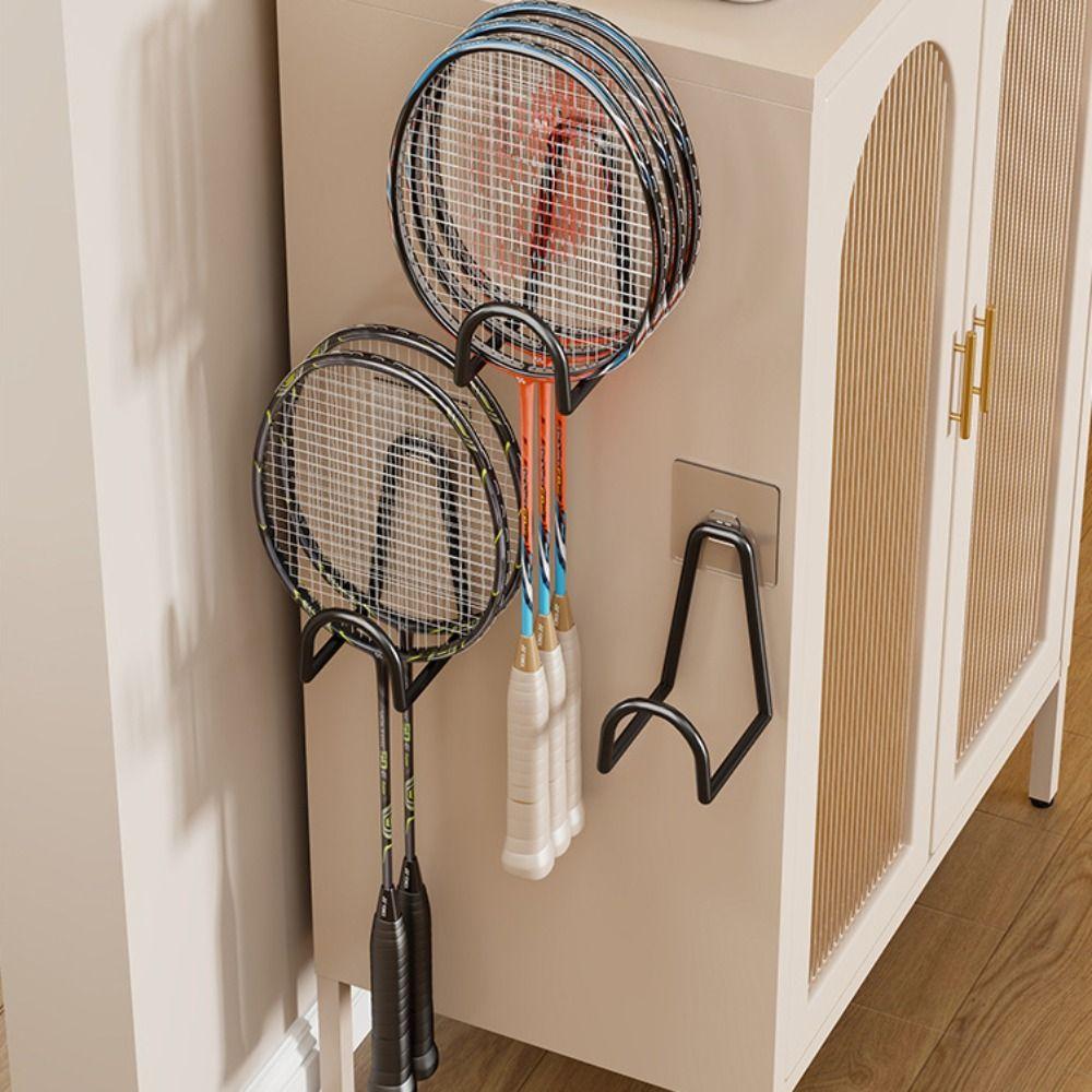 Punch Free Badminton Racket Rack Pickleball Rackets Wall Holder for Badminton/Tennis/Pickleball