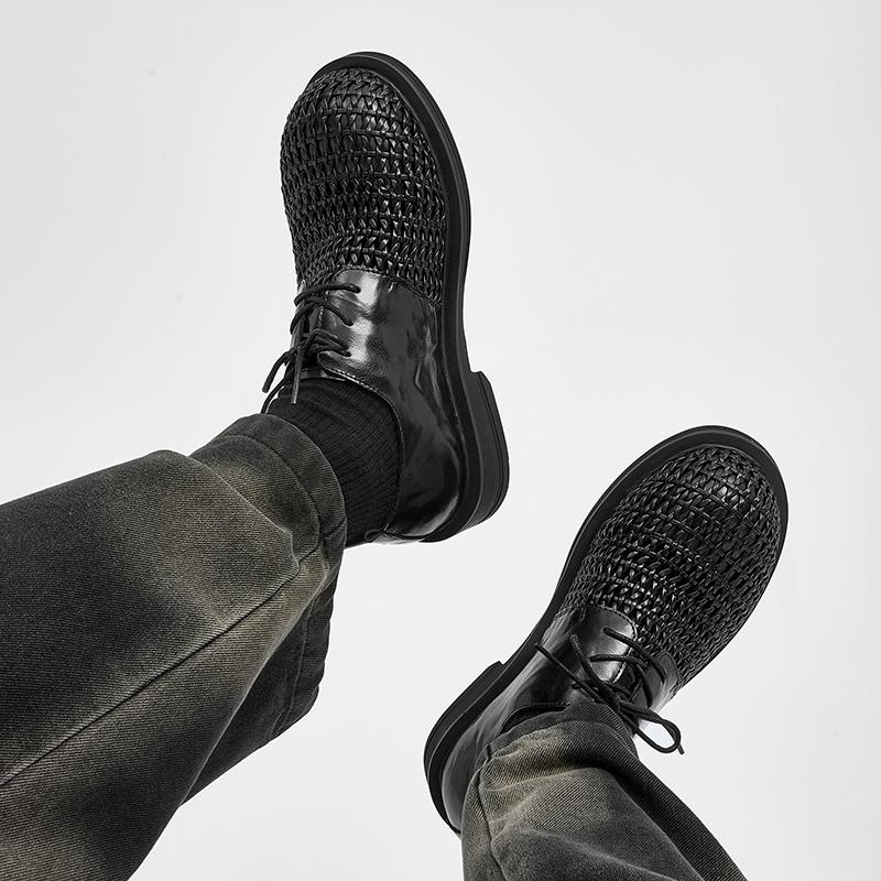 Fashion Trendy Men's Thick Soled Leather Shoes Handmade High-quality Styles Fashion Party Daily Leisure and Business Breathable Shoes