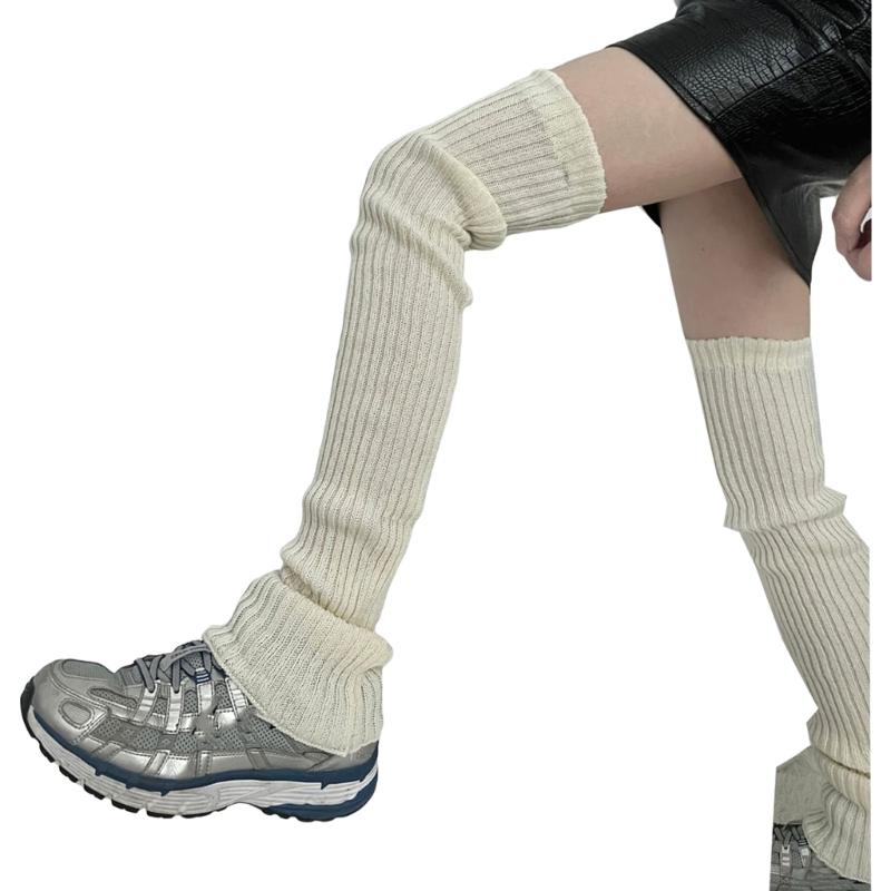 Women Color Knit Long Socks Subcultures Leg Warmers Winter Warm Ankle Heap Socks Thigh High Stocking Harajuku Boot Socks