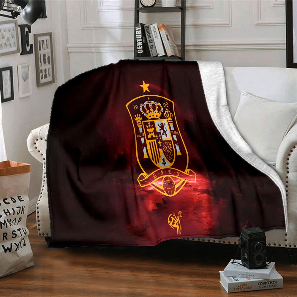 Coperta in Flanella con Stemma di Spagna, Poliestere Morbido, Design Moderno, Per Tutte le Stagioni per Campeggio, Viaggi, Regali per Feste o Compleanni