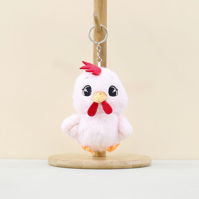 White Charming Blue Yellow Pink Plush Chicken Keychain Soft Toy For Collectors