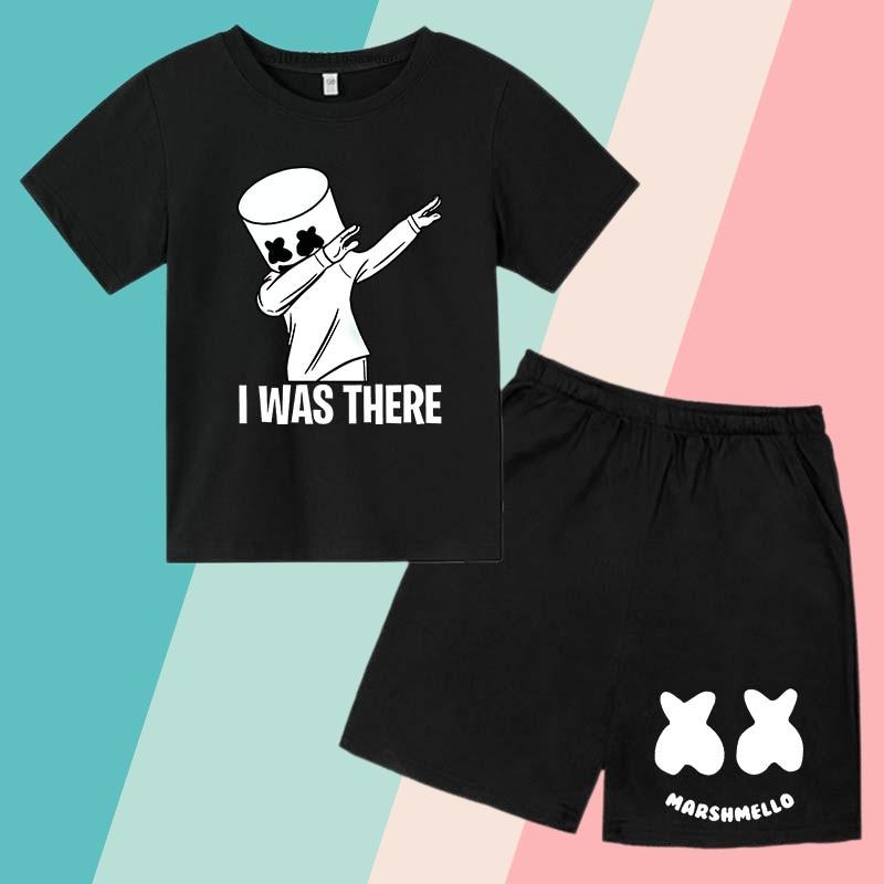 

Children s Summer New Casual DJ Print 2-Piece Set Crew Neck Breathable Short Sleeve T-Shirt and Shorts Sports Outfit 100