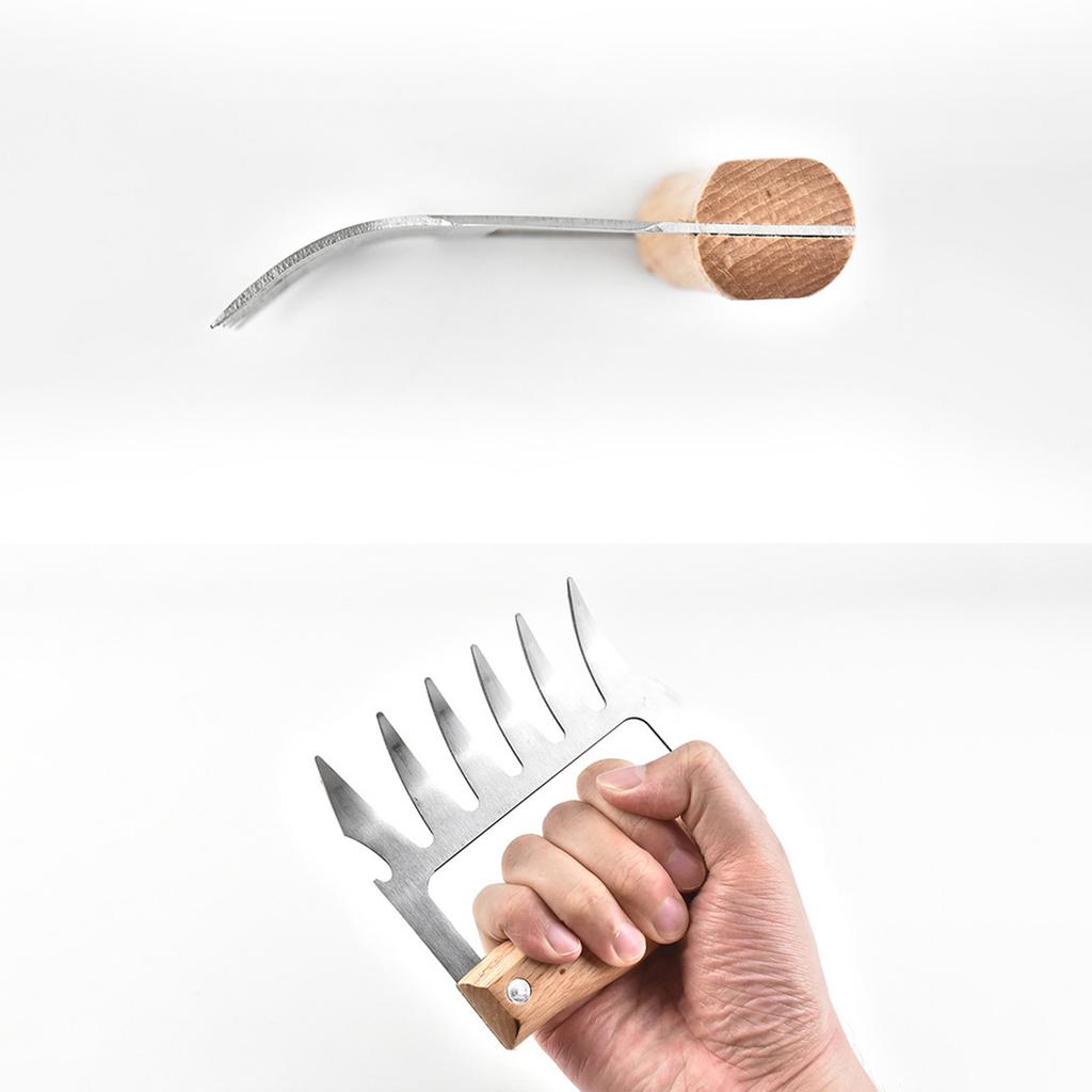Meat Handler Shredder Claws Set Of 2 - Wood Stainless Steel BBQ Pulled Pork For Shredding Handing Carving Food