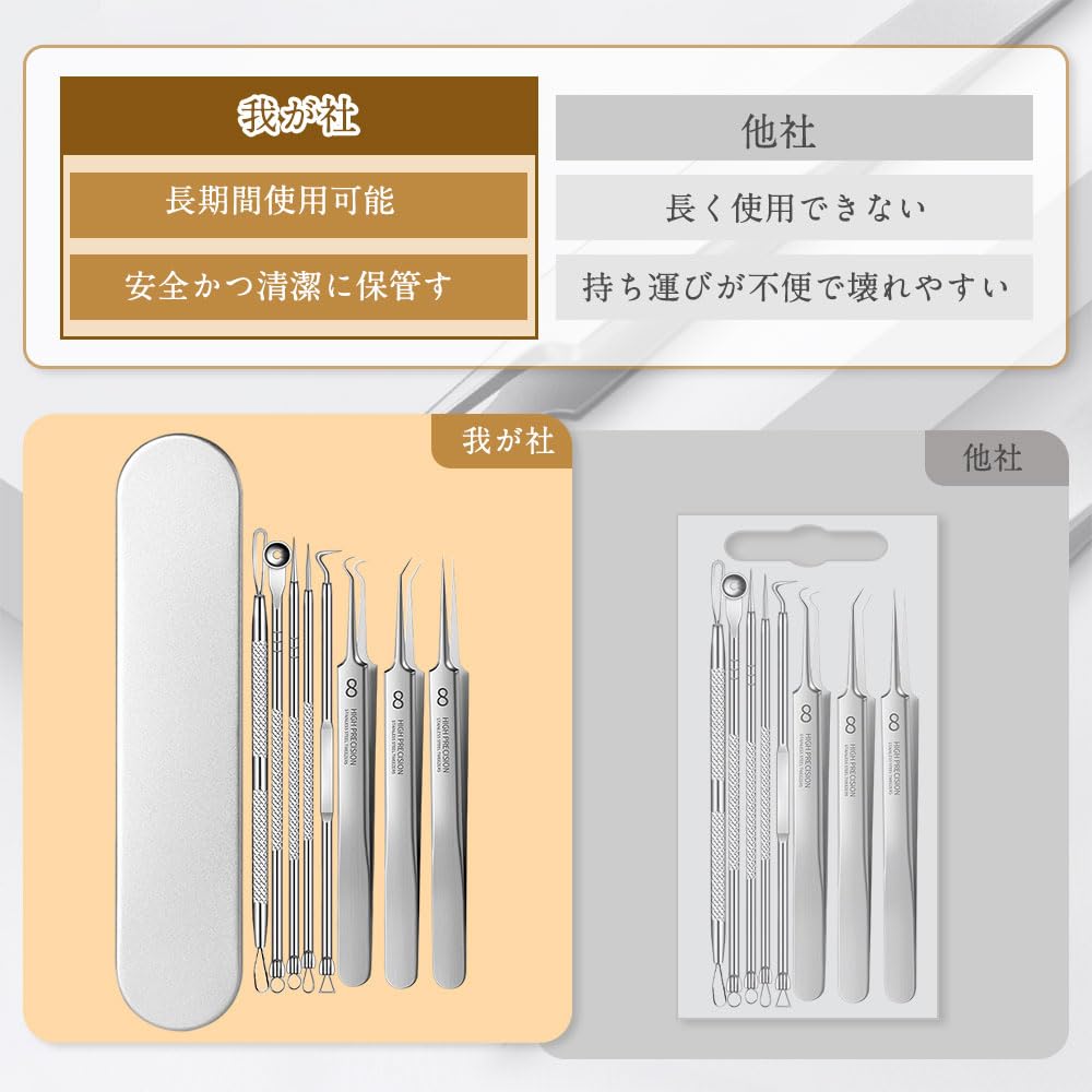 Samcos Precision Tweezers for Blackhead for Removing and Pore Precision Blackhead Storage Case Included Set of Removal, 0.1mm Tip, Ultra-Fine,