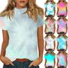 Damen Mock-Neck Kurzarm Print-Top