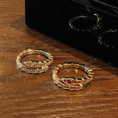 Mittelalterlicher Voll-Diamant Zirkon Französischer Retro Schlangen Offener Ring Damen-Leichter Luxus Hoher Sinn Exquisites Temperament Ring