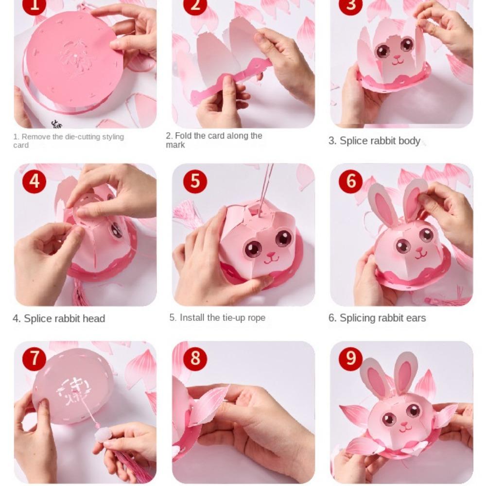 Handmade Mid-Autumn Festival Lantern DIY Glowing Light-Up Bunny Lantern  Hanfu Accessories