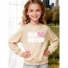 Unisex Kids Red Crewneck Sweatshirt For 4-12 Girls Bubble Font SIX SEVEN Pink Bow Star Print Soft Fleece Long Sleeve Pullover