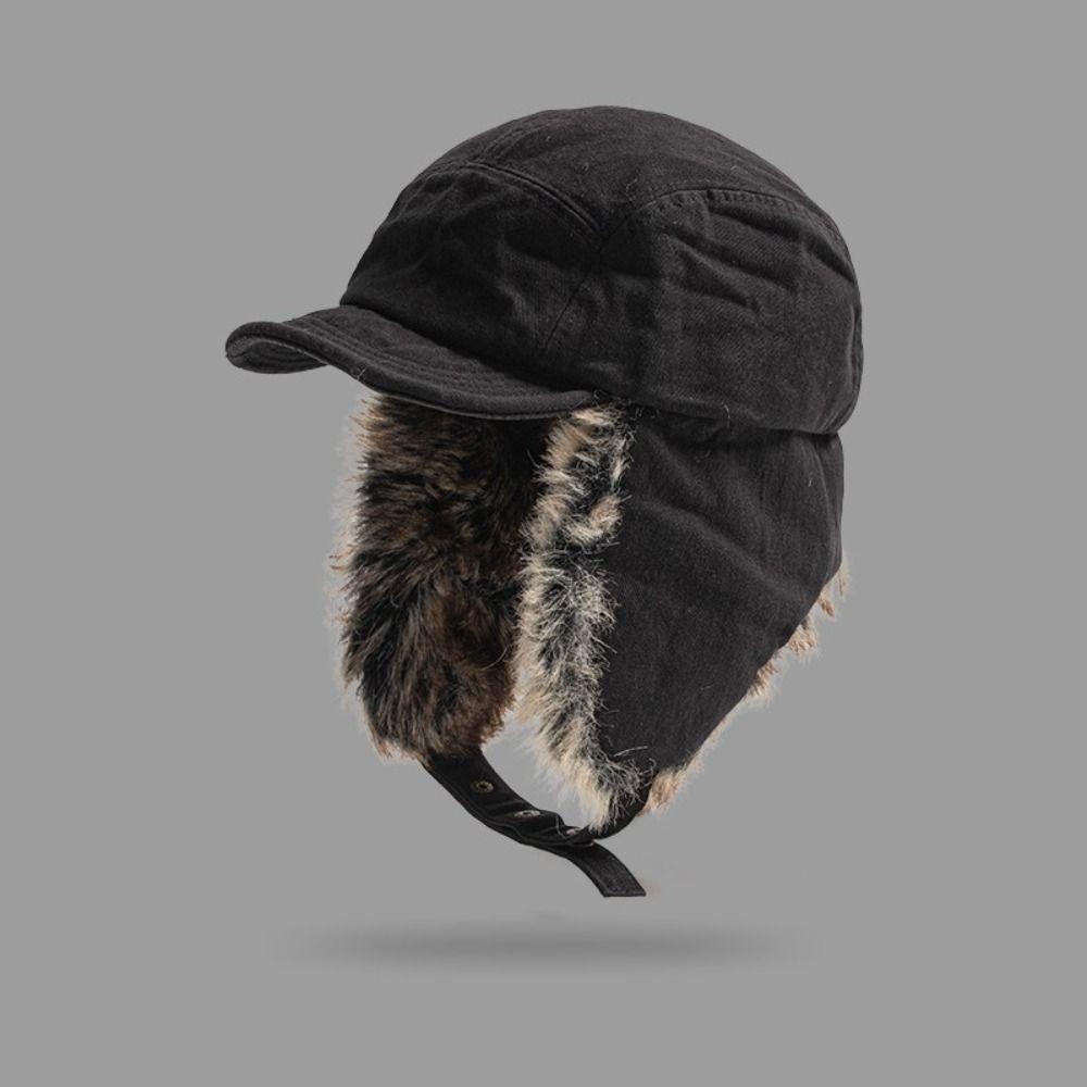 Thickened Lei Feng Hat Windproof Ski Headwear Retro Style Ski Pilot Cap Outdoor Cycling Skiing